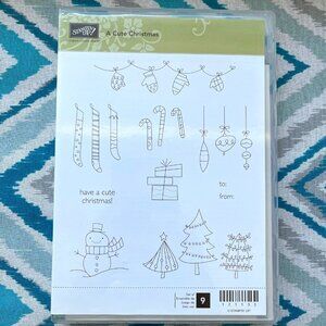 NEW Stampin' Up! A Cute Christmas Clear Mount Cling Stamps, Set of 9 Stamps